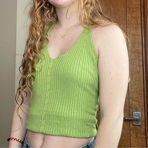 green sweater halter top